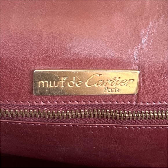 CARTIER Vintage Large Burgandy Leather Doctors Unisex Handbag - Picture 5 of 16